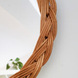 Rattan round mirror
