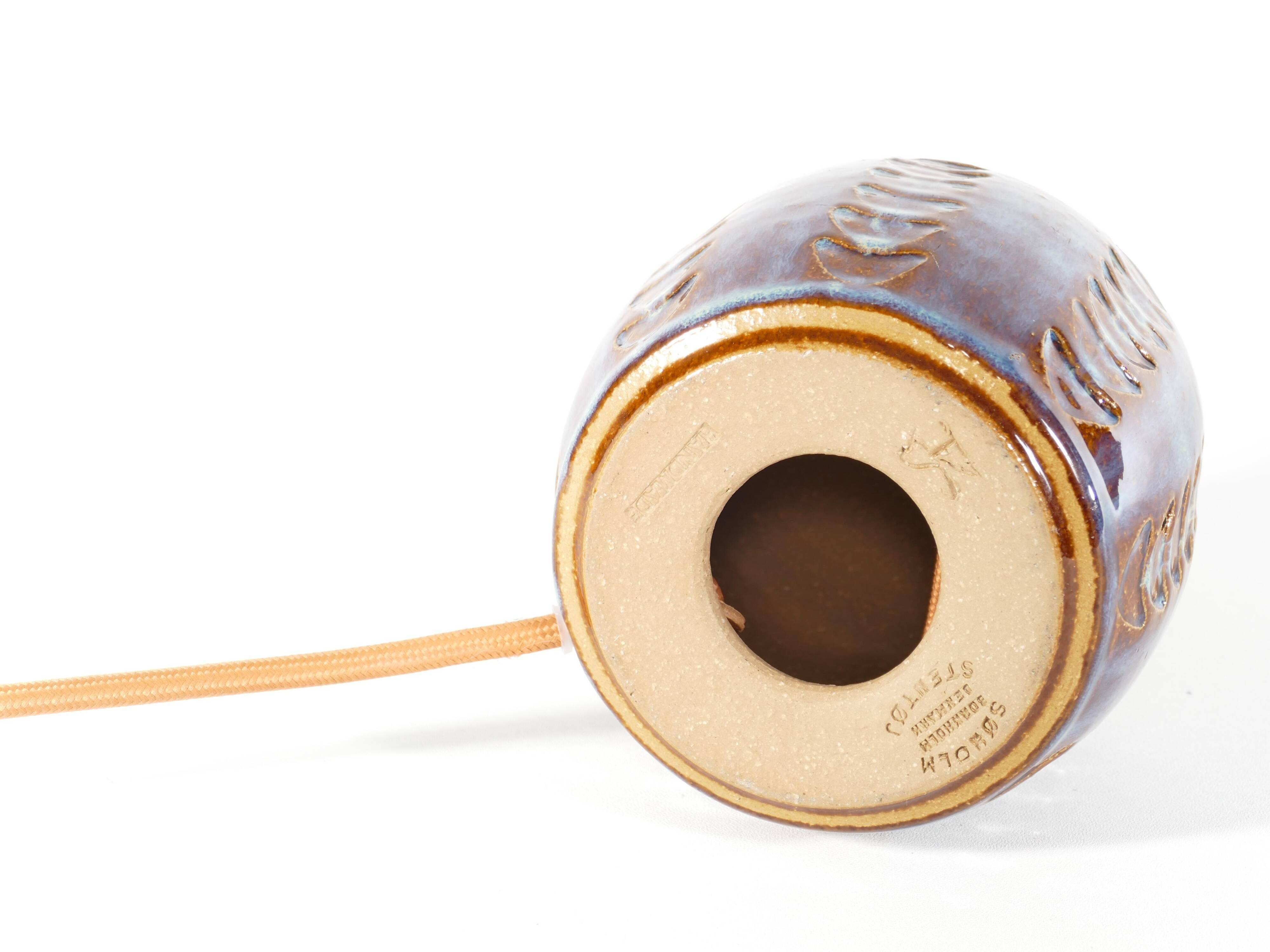 Scandinavian Modern Blue Glazed Stoneware Table Lamp, Søholm Stentøj, 1960s