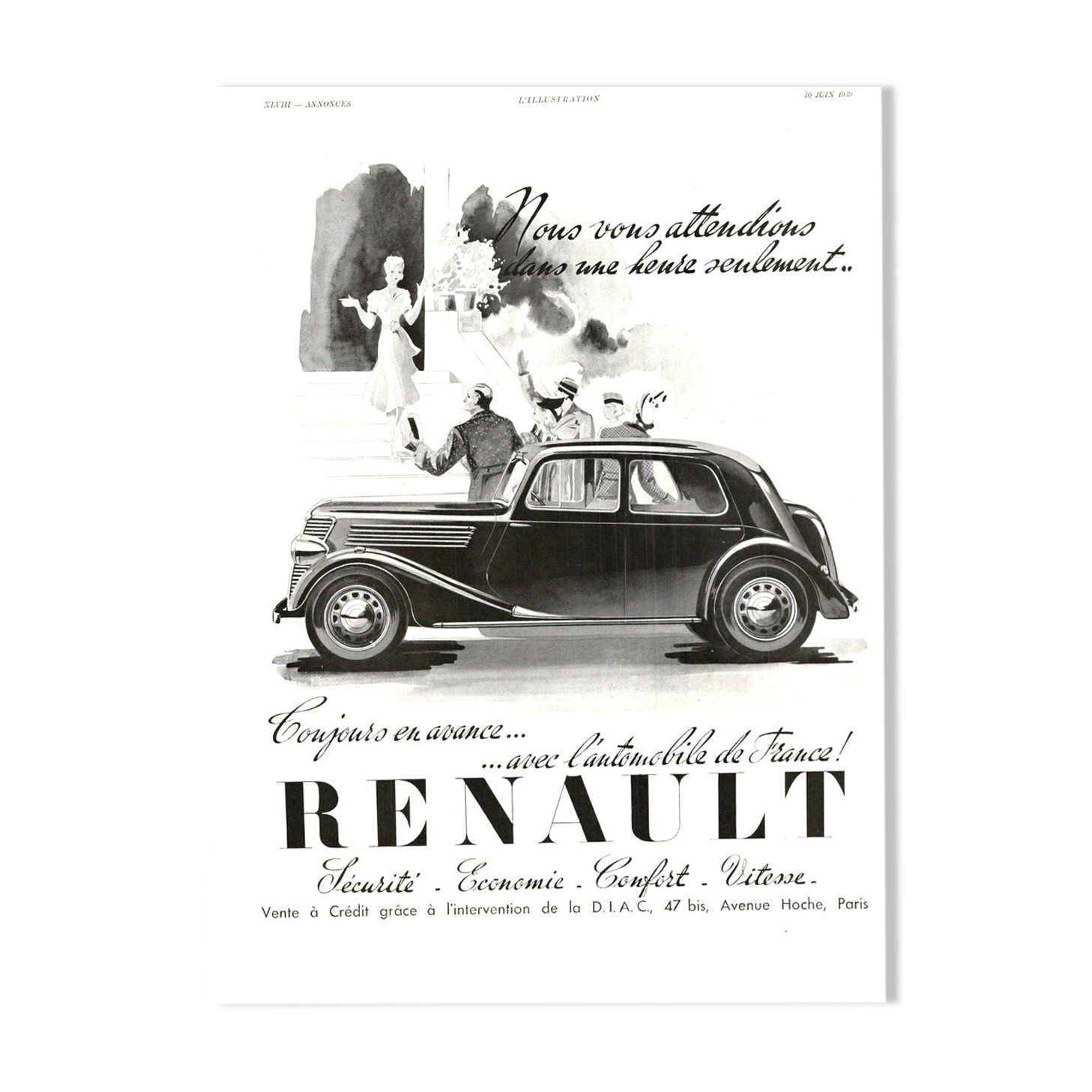 Vintage poster 30s Renault Automobiles