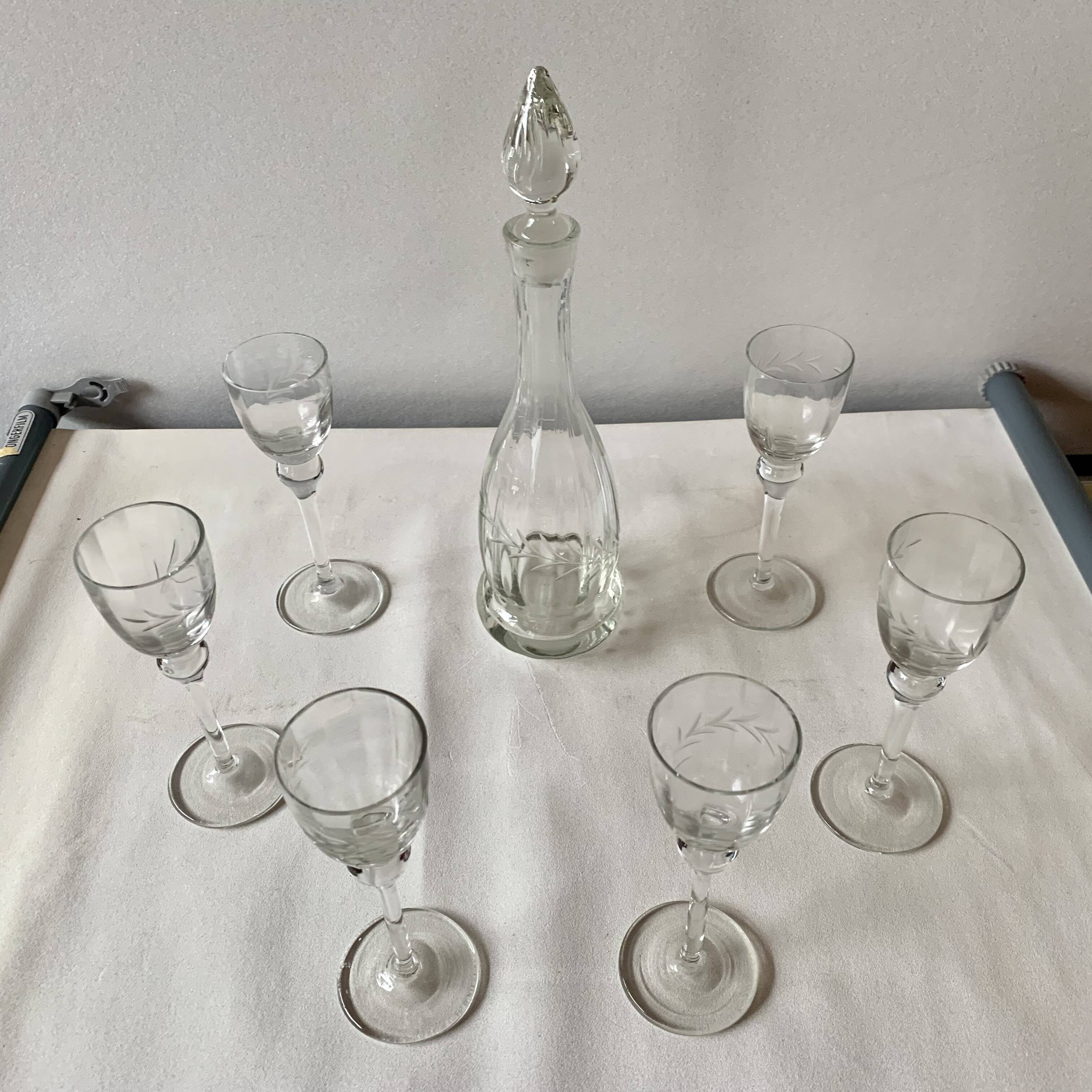Old cut crystal liquor service