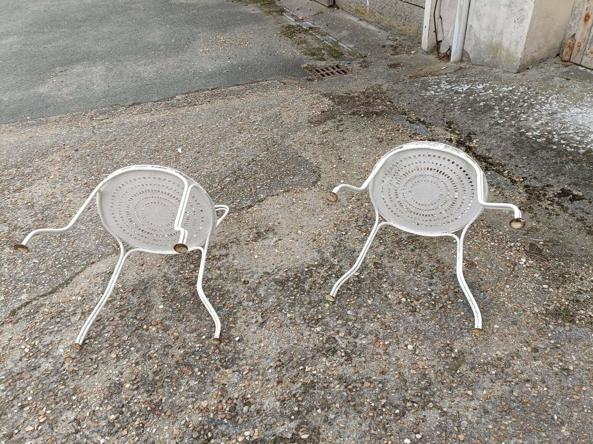Garden furniture 4 places wrought iron old vintage xxeme