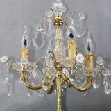 Pair of Girandoles / Chandeliers Bbronze & Crystal Louis XV Style 4 Lights
