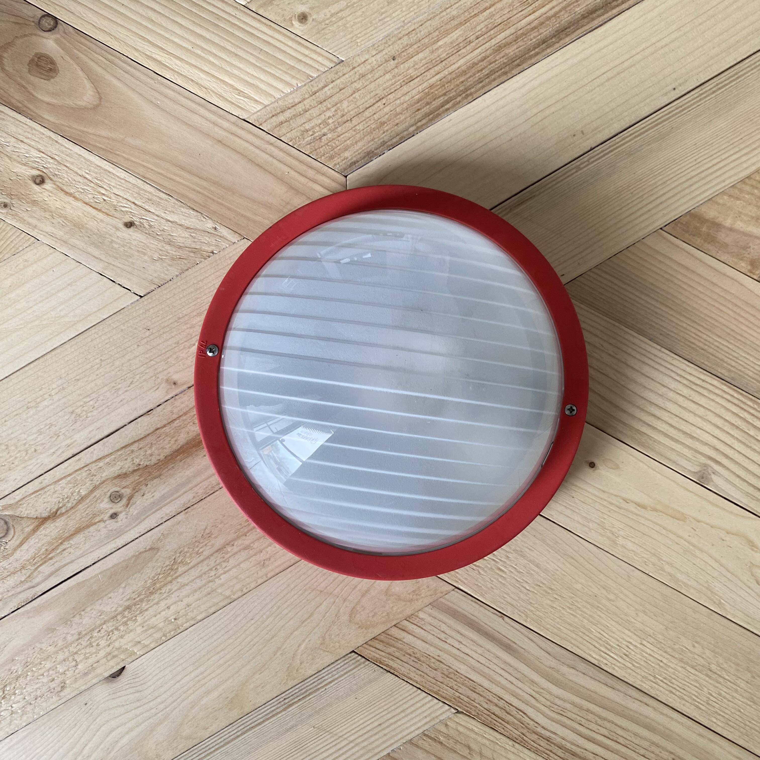 Wall light ceiling light porthole glass Prisma model Eko red LAMP-7441