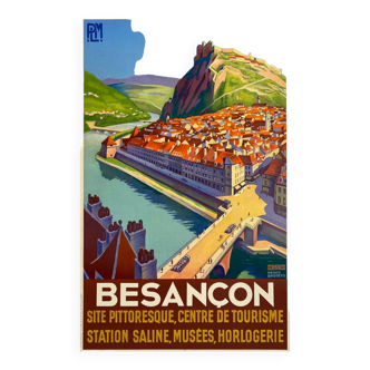 Affiche original chemin de Fer PLM Besançon par Roger Broders en 1930 - On linen