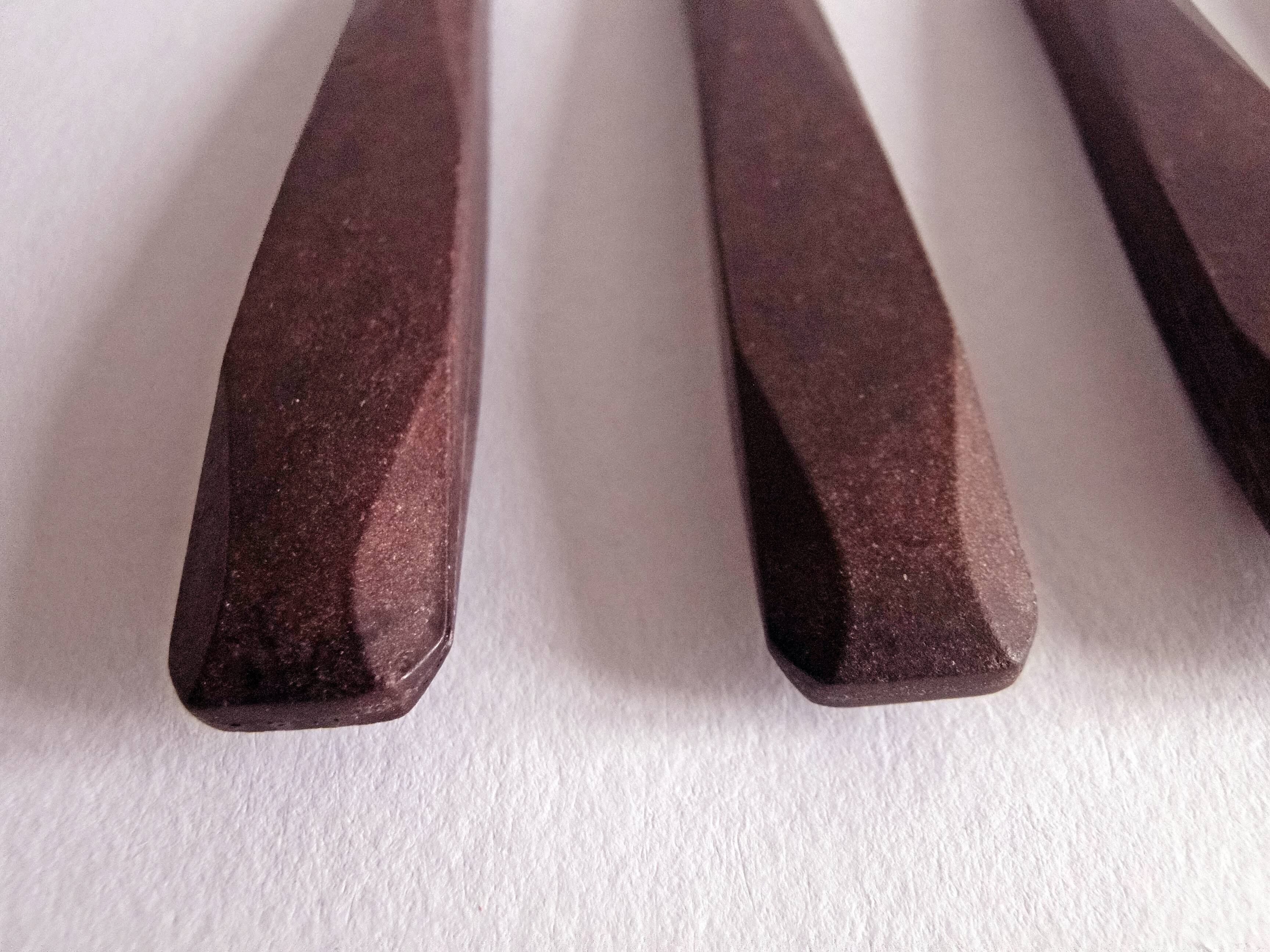 Set of 6 table knives Red Bakelite handle Art Deco period 1930 Stainless steel blade