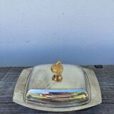 Acorn silver metal butter dish