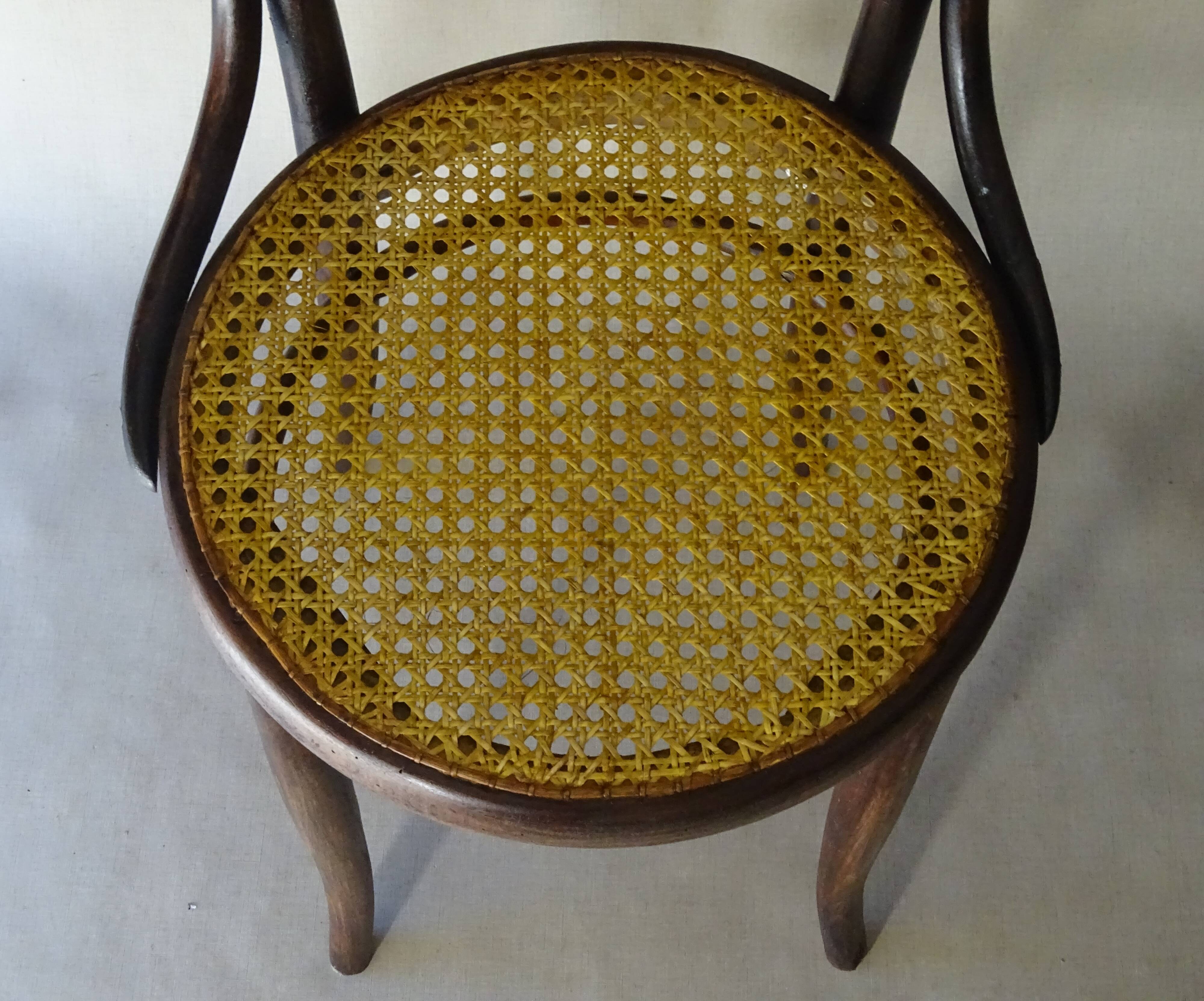Deux chaises KOHN N°55 de Ca. 1900 cannées, teinte acajou américain.