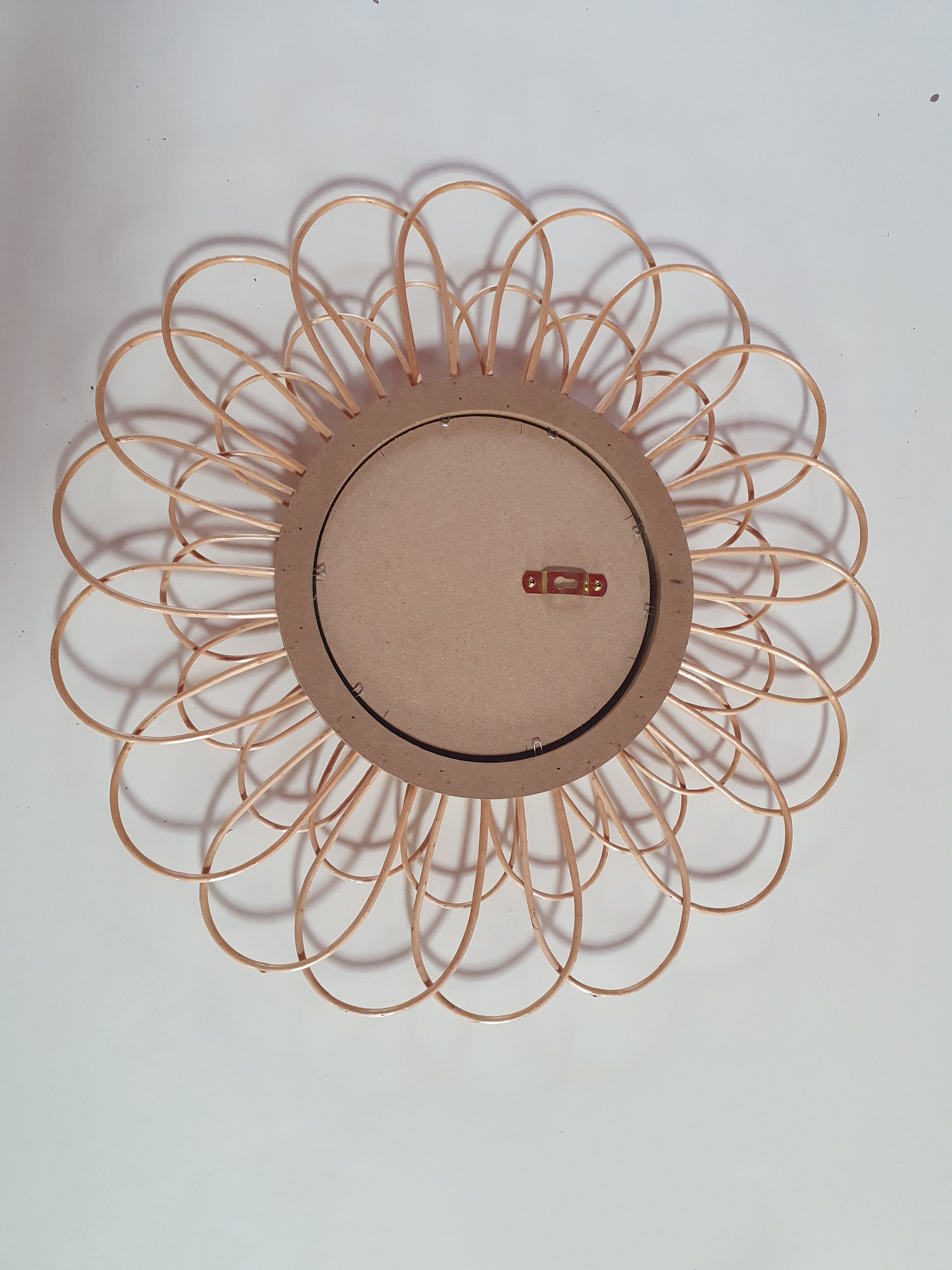 Vintage wicker sunrattan mirror diam 56 cm