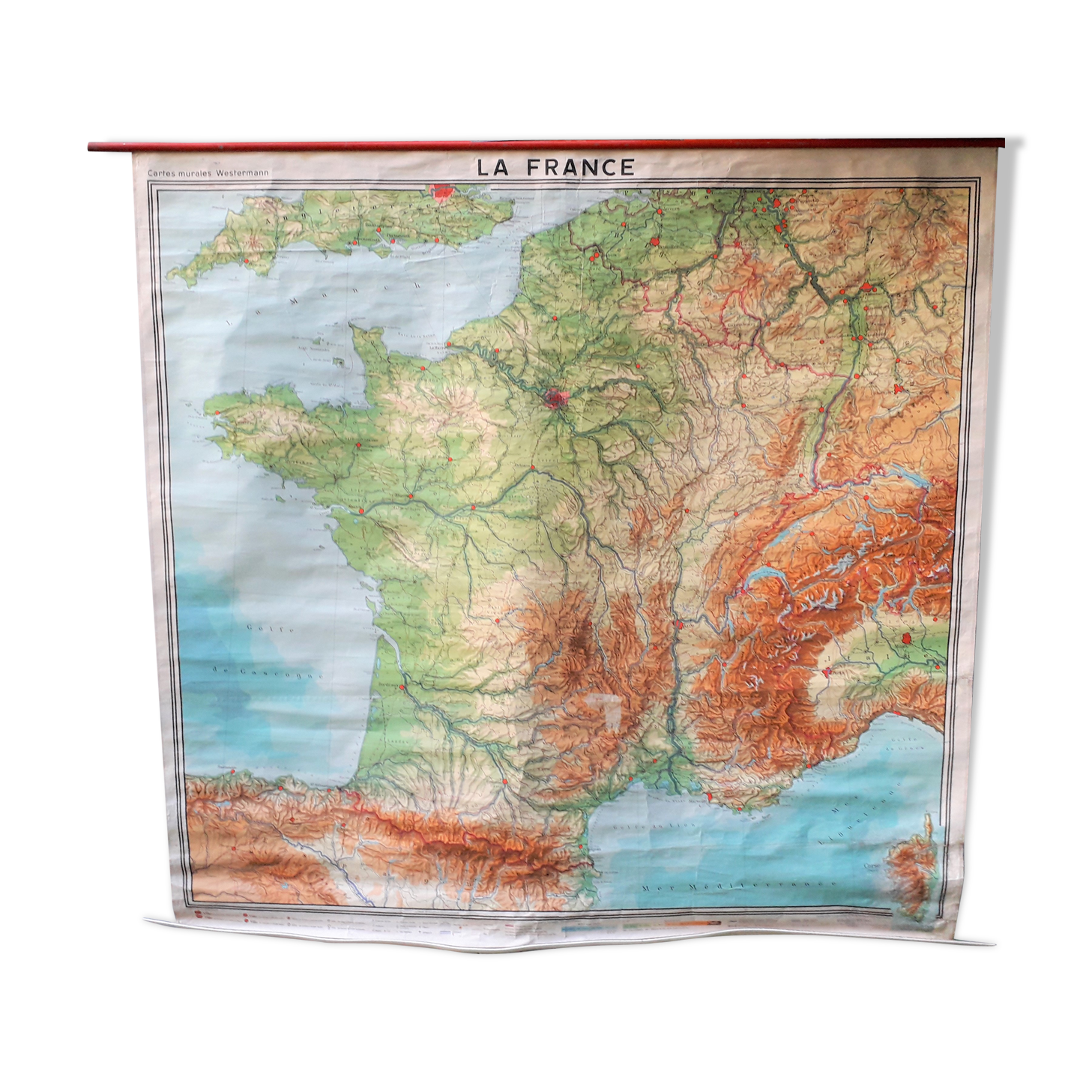School poster map of France 60s