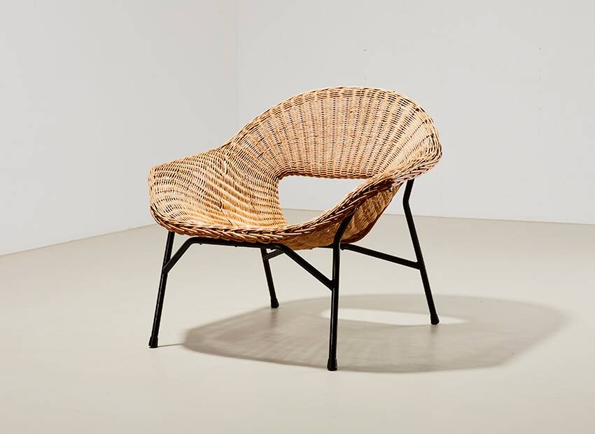 Rattan Lounge Chair by P.J. Muntendam for Gebr. Jonkers Netherlands 1954