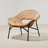 Fauteuil lounge en rotin par PJ Muntendam pour Gebr. Jonkers Pays-Bas 1954