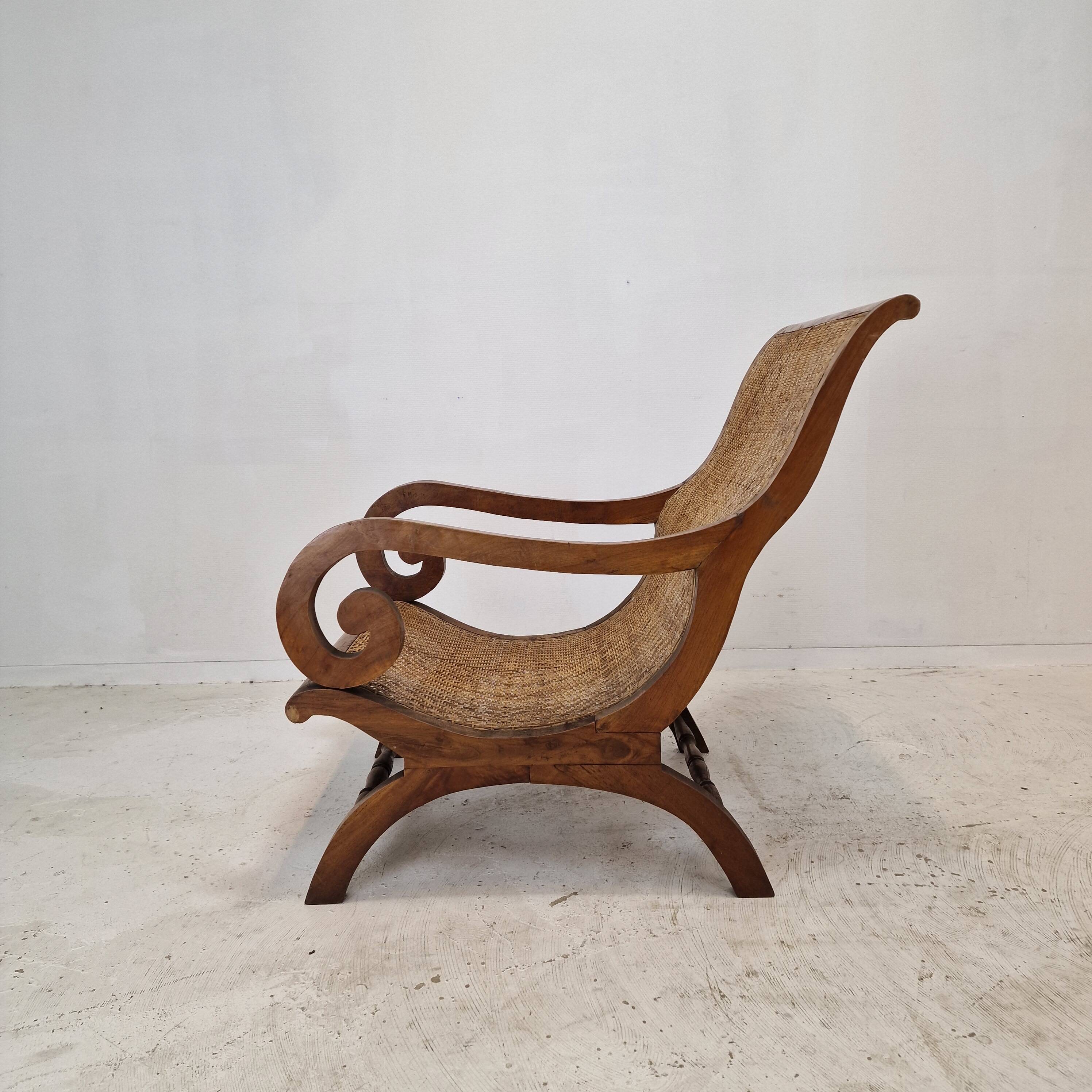 Colonial Style Carved Caned Plantation Chair