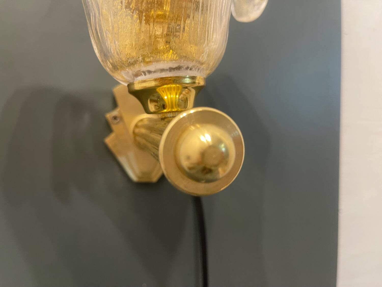 Venetian Murano Glass Brass Sconces Set of 2 1960’s