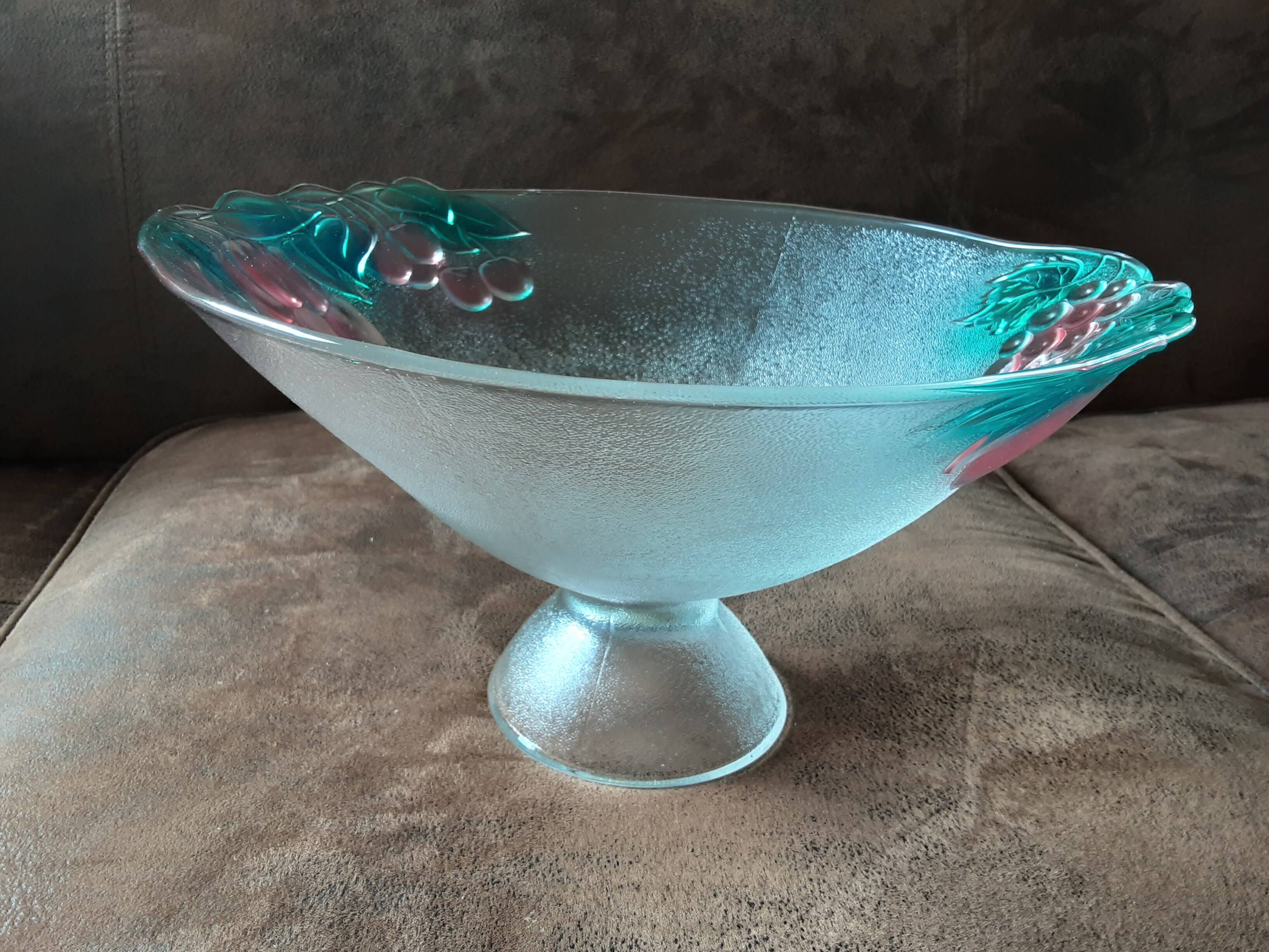 Large salad bowl on crystal foot