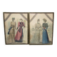 Paire de gravures de mode anciennes