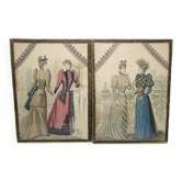 Pair of antique fashion prints