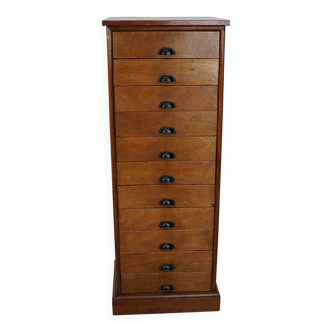 Armoire d'apothicaire/classeur vintage en peuplier hollandais, années 1950