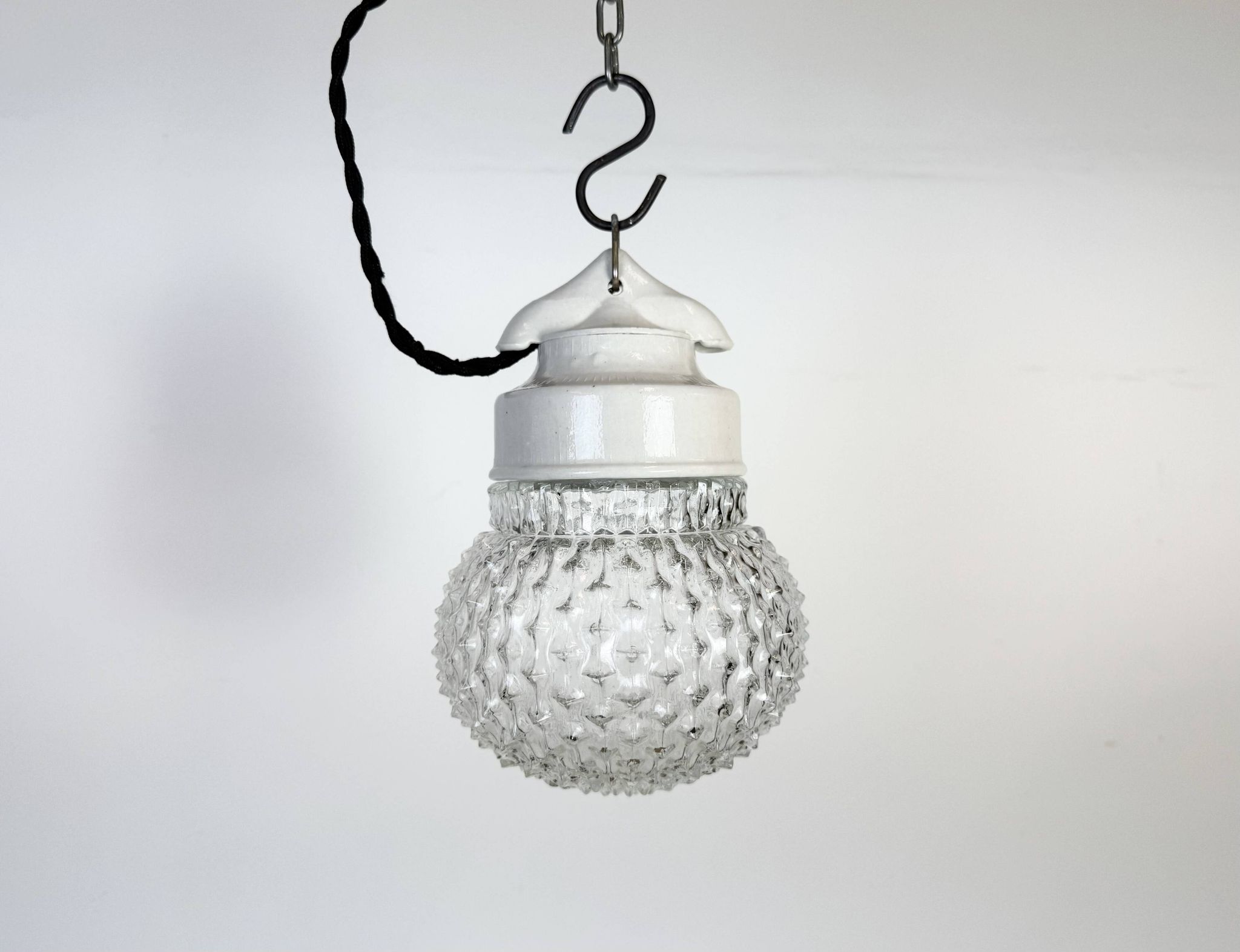 Vintage White Porcelain Pendant Light, 1970s
