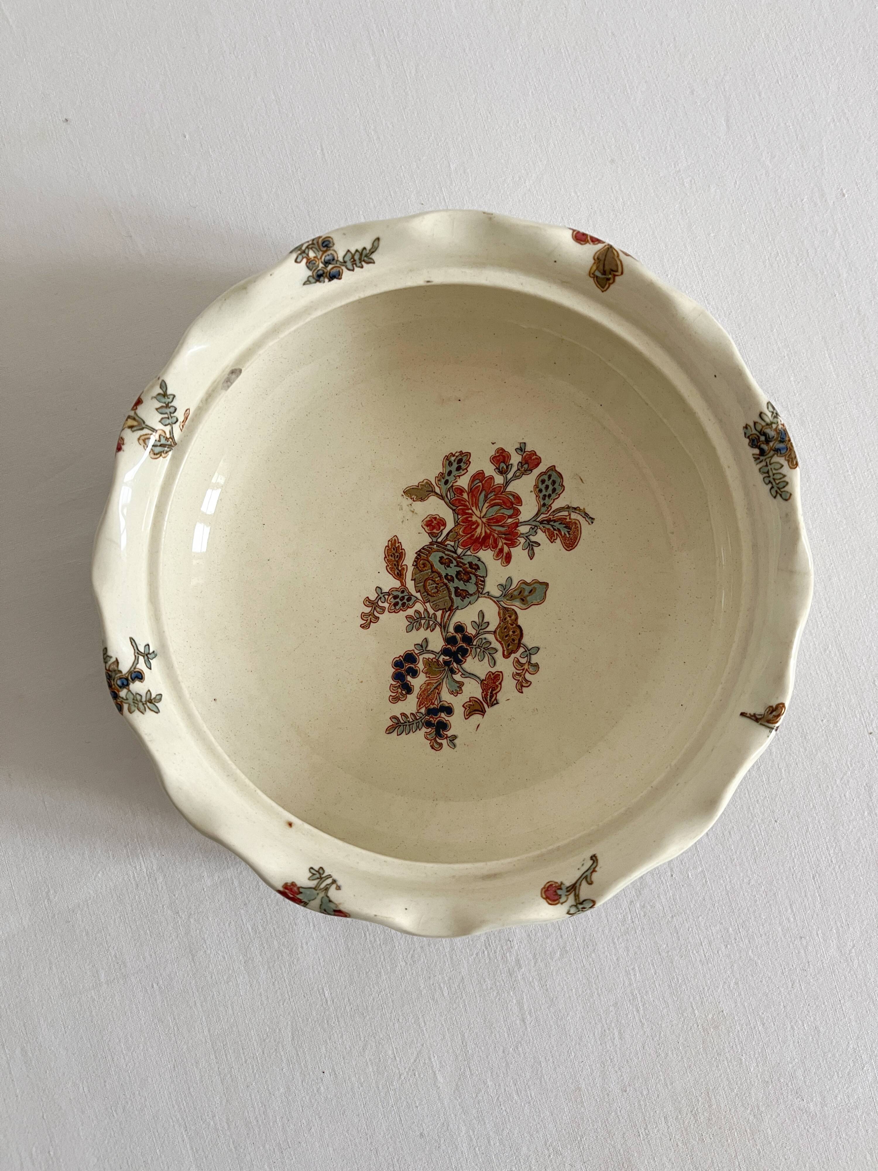 Bol de porte éponge en terre de fer polychrome Sarreguemines