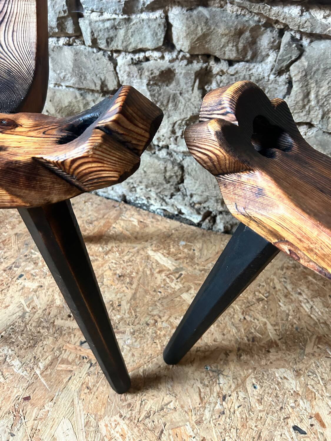 Pair of carved mountain stools