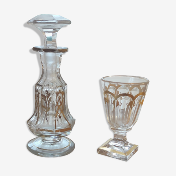 Carafon et petit verre en cristal de Baccarat/19 ème siècle