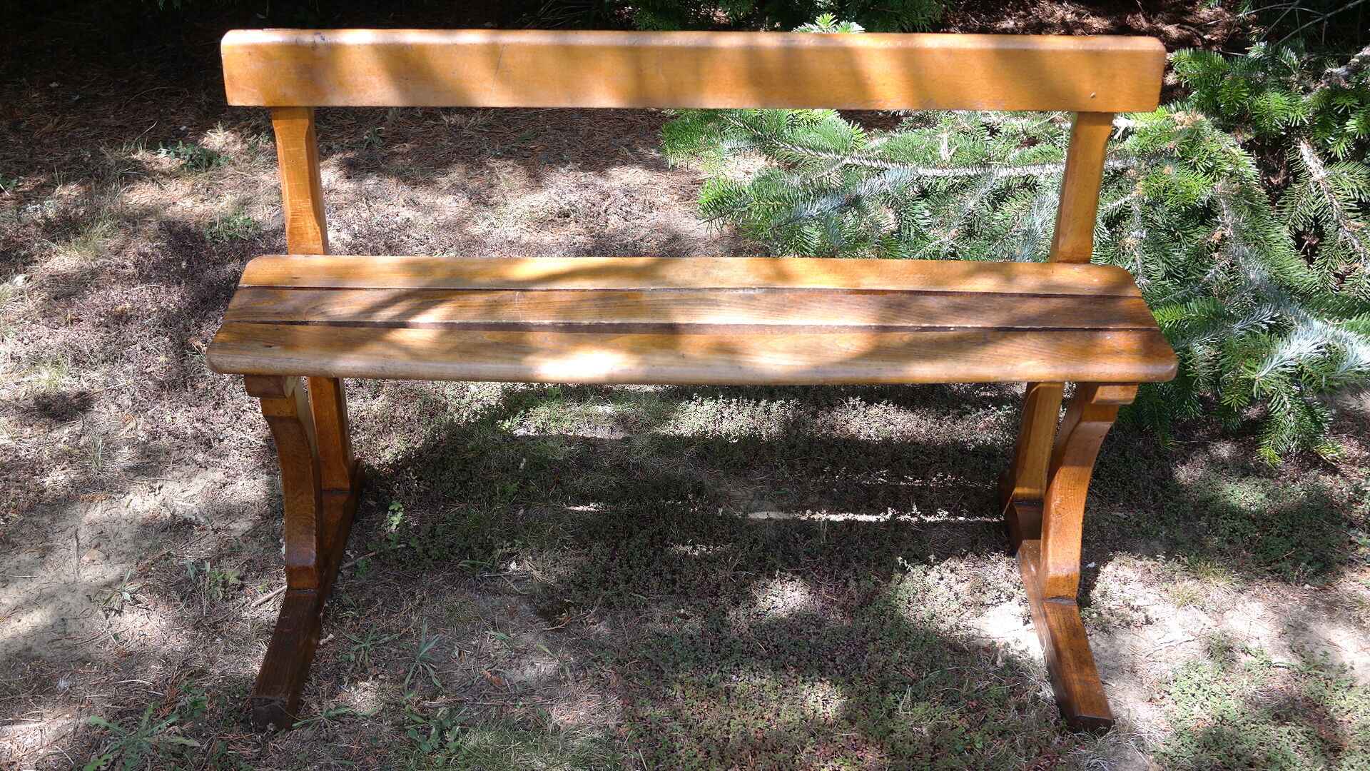 Old solid oak church pew