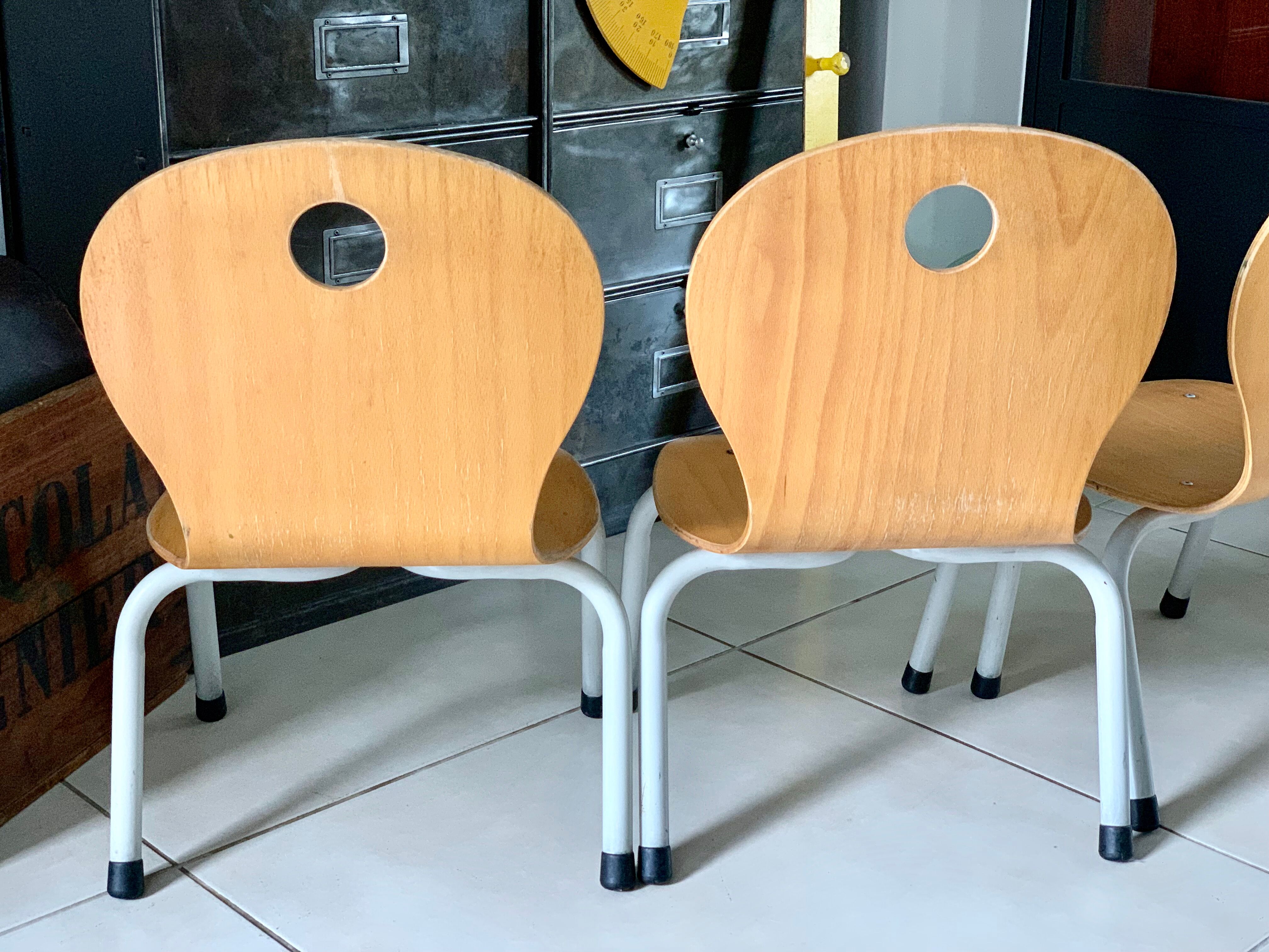 Chaise enfant bois et metal