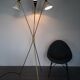 Italian brass lamp tripod 3 bicolored diabolos on stems, mid-century style