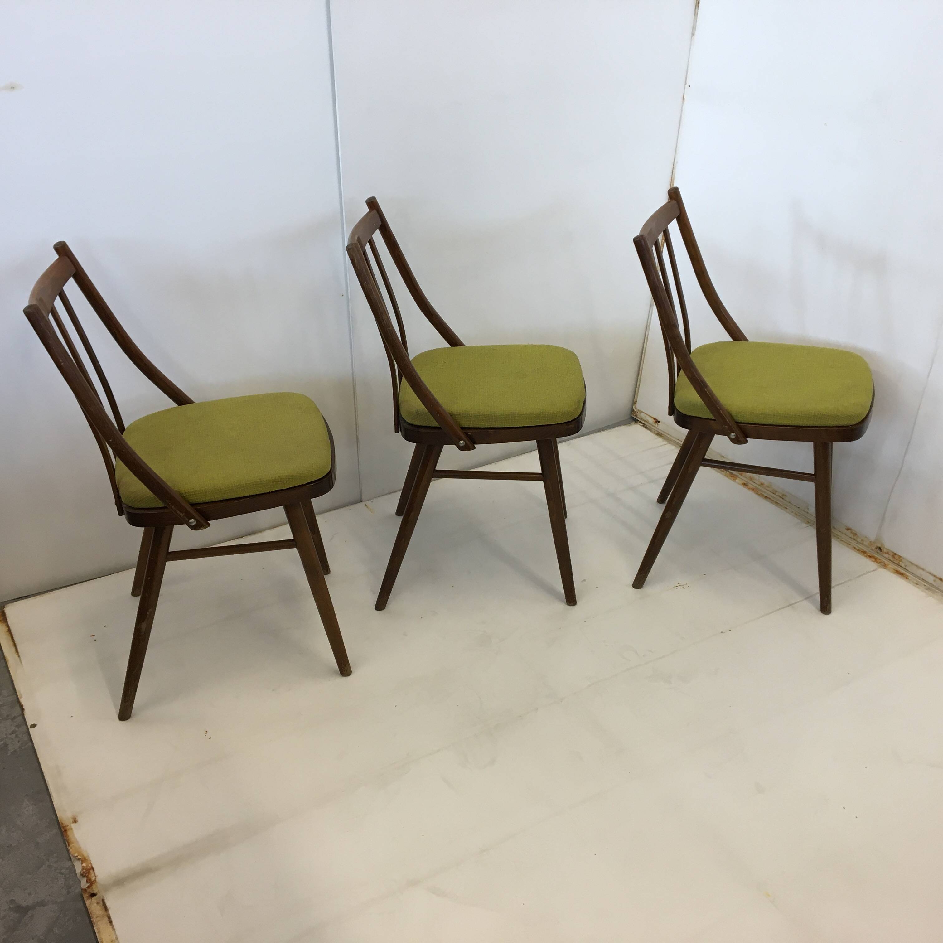 Lot de 3 chaises de salle à manger en bois vintage MIER TOPOLCANY Antonin Suman des années 60 Tchécoslovaquie