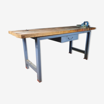 Workshop workbench industrial style iron and wood