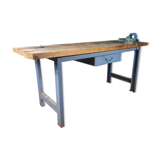 Workshop workbench industrial style iron and wood
