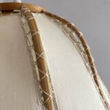 Antique hanging lampshade in rattan and openwork embroidered fabric