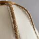 Antique hanging lampshade in rattan and openwork embroidered fabric