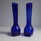 Pair of blue soliflore vases