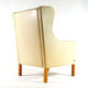 Danish oak & leather lounge wingback chair 70s