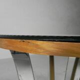 Art Deco coffee table, side table, with mirror glass and walnut veneer, 1930s