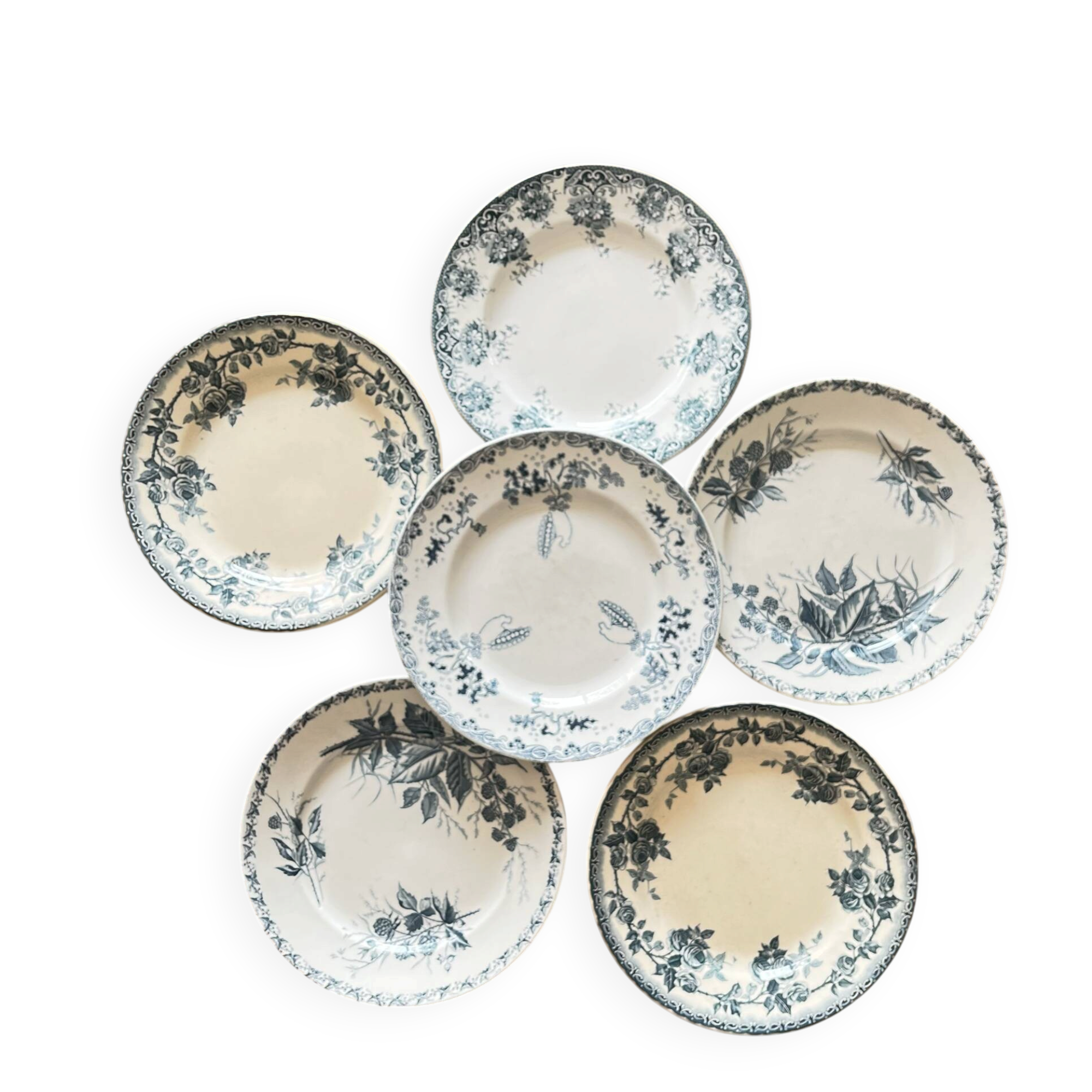 6 assiettes terre de fer