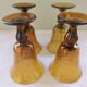 Biot engraved amber and bubbled water glasses, 70s