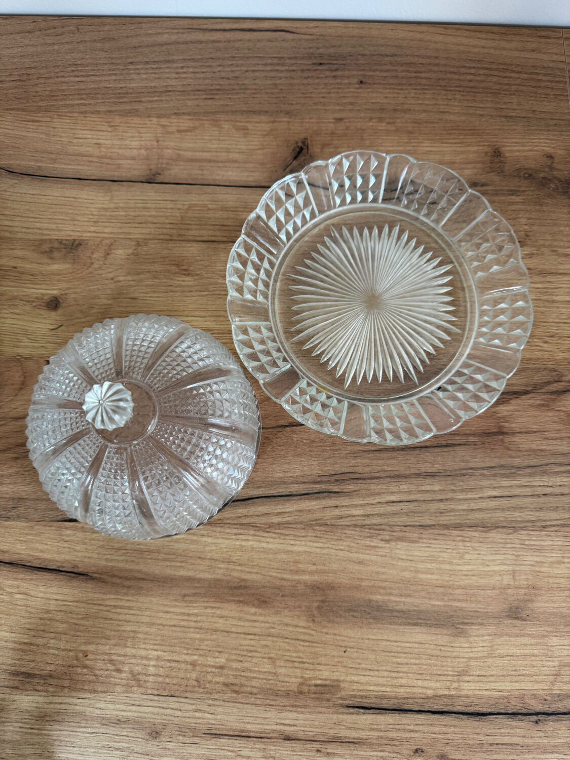 Vintage glass cloche and plate