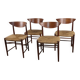 Série de 4 chaises scandinave Peter Hvidt – teck & corde - Années 60