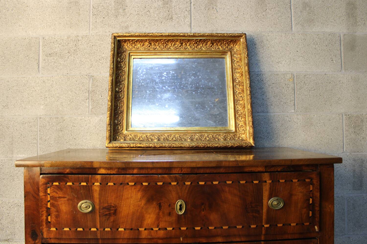 Antique,19th-century, gilt-framed wood wall mirror, Napoleon Ill