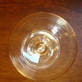 10 crystal Champagne cups, Daum Nancy, amber yellow color, vintage.