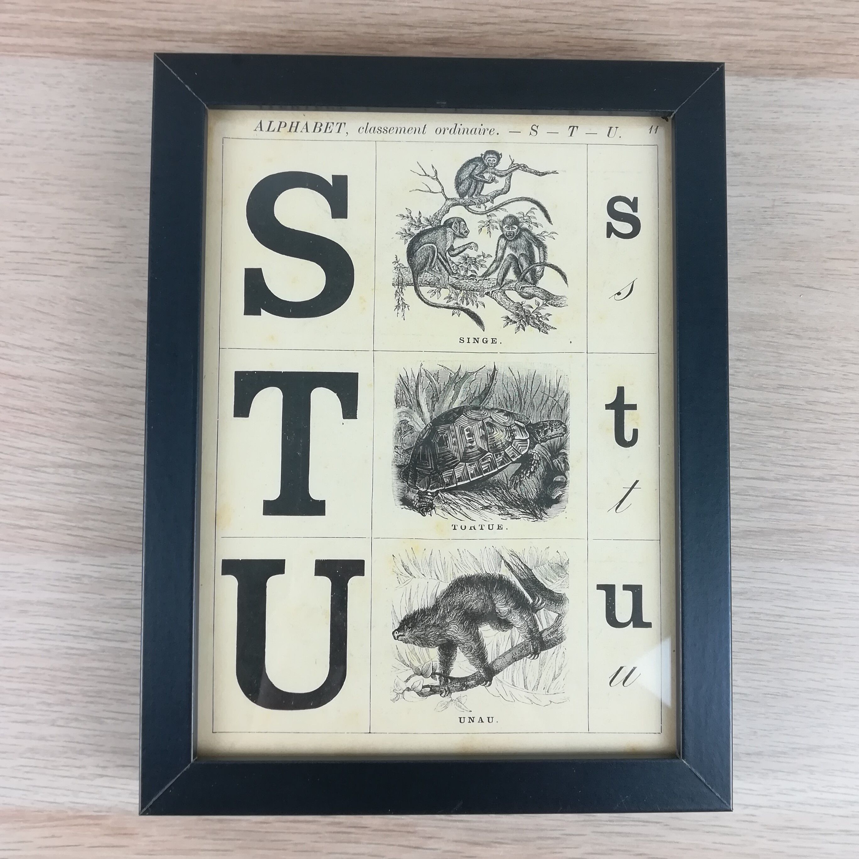 Framed s-t u alphabet board