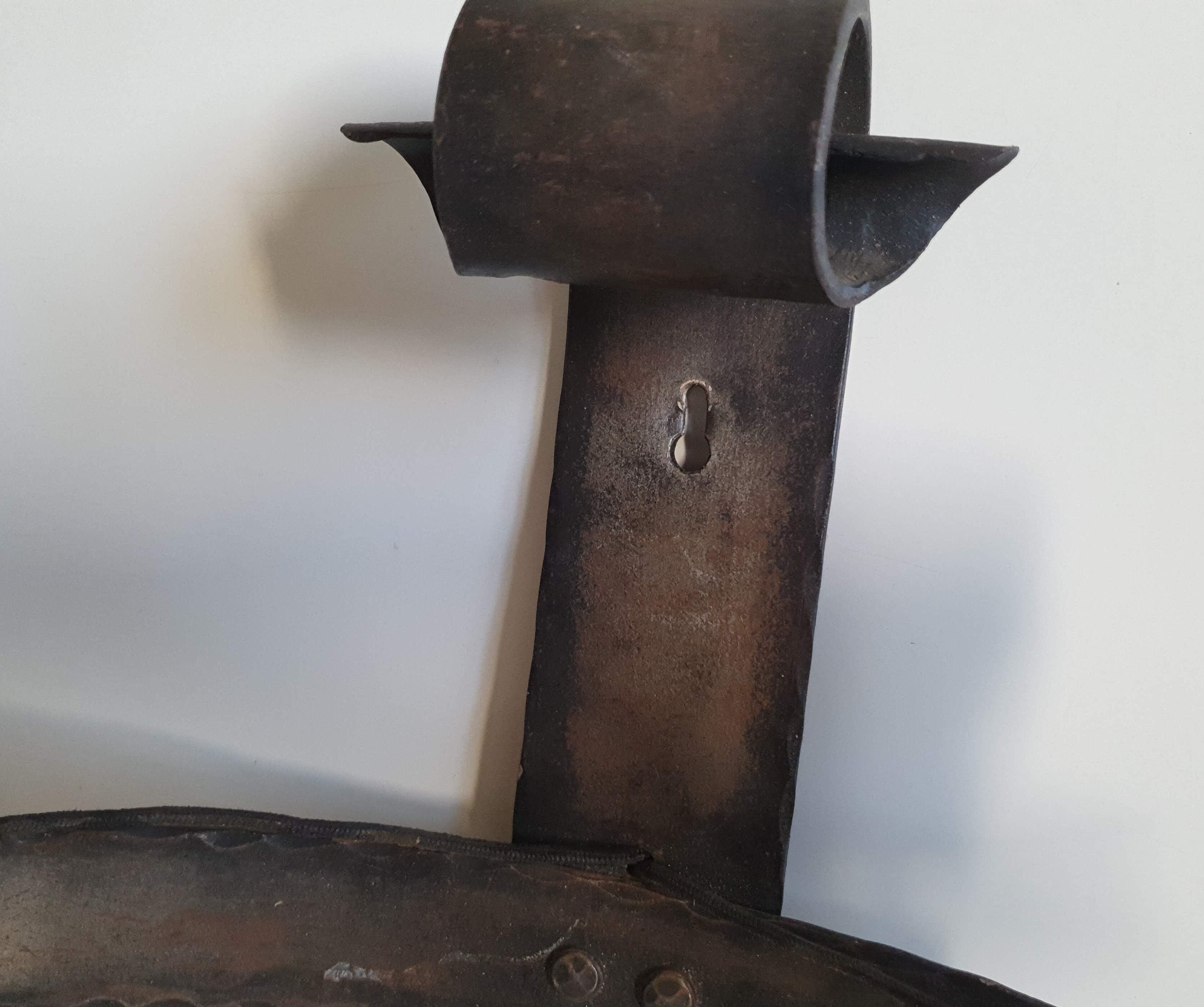 Duo of wrought iron wall lamps by Jean Touret Atelier Marolles