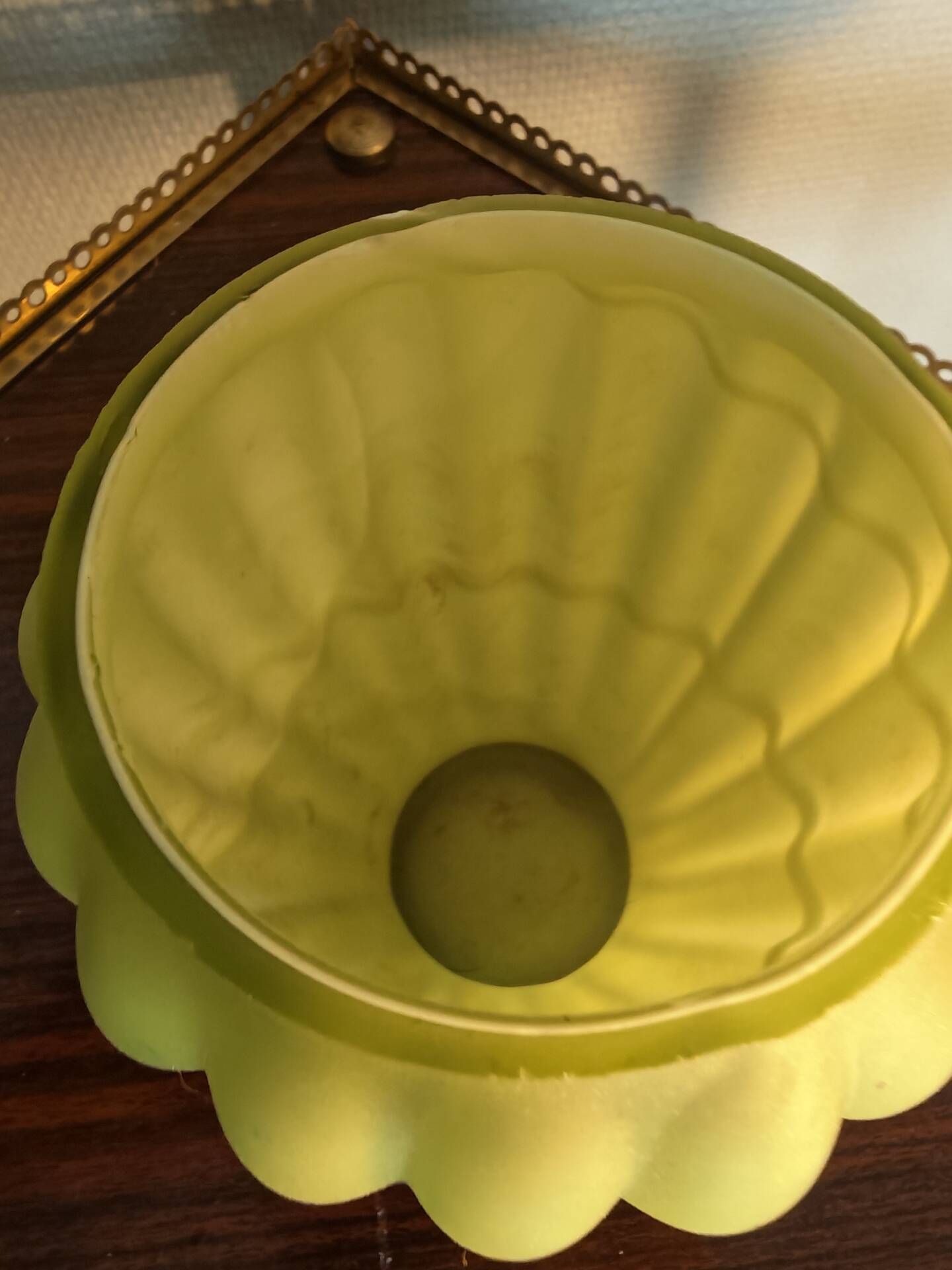 Rare Art Deco Petit Opaline Glass Vase in Green with Serpent 1930