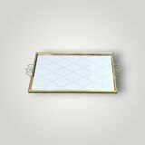 Antique gold metal mirror tray – gold diamond decoration