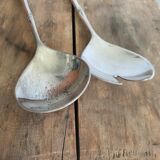 Silver metal service cutlery, bamboo model