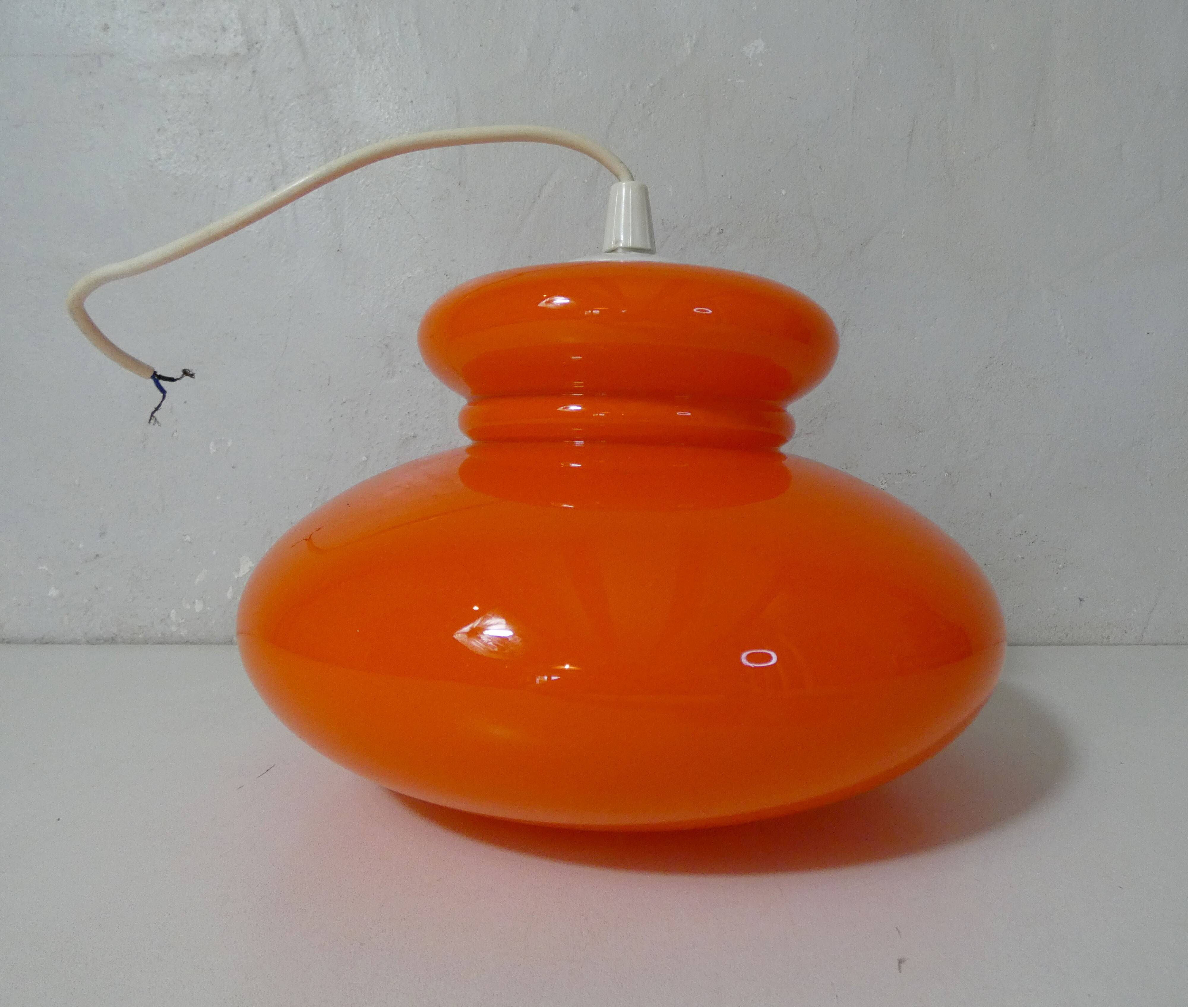 Orange glass pendant light