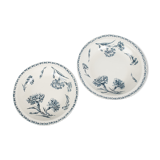 2 large round dishes of service, vegetable. Lunéville K & G model Œillets. French Antique