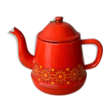 Vintage red enamelled teapot